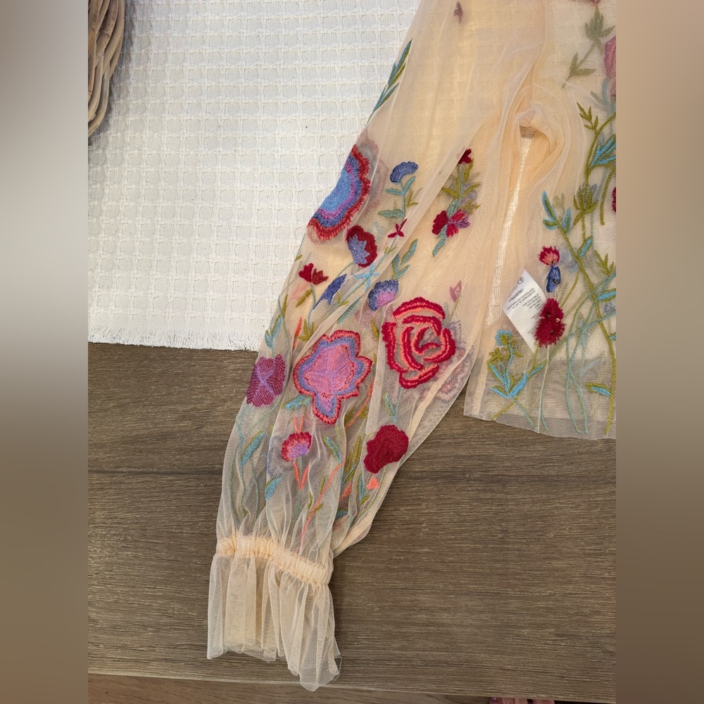 BY ANTHROPOLOGIE LONG-SLEEVE APPLIQUÉ MESH TOP - Picture 9 of 16
